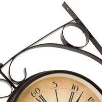 European Antique Double-Sided Wall Clock on Bracket — Silent | Iron | Indoor & Garden