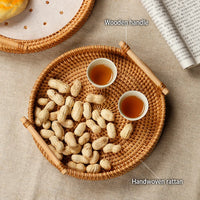 Handwoven Rattan Tray with Handles