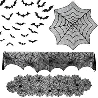 Lace Spider Web & Skeleton Fireplace Mantel Scarf