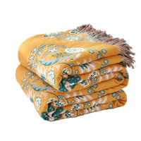 Cotton Floral Tassel Throw Blanket — Bohemian, 6 Colours, 3 Sizes