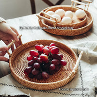 Handwoven Rattan Tray with Handles