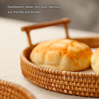 Handwoven Rattan Tray with Handles
