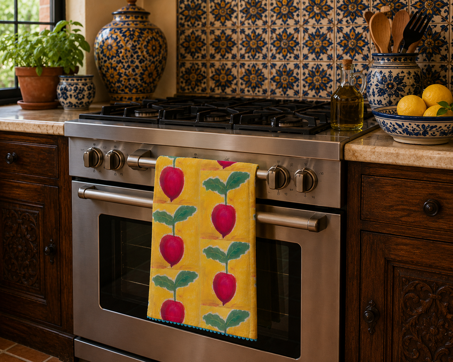 Radish print tea towel | 70x50cm