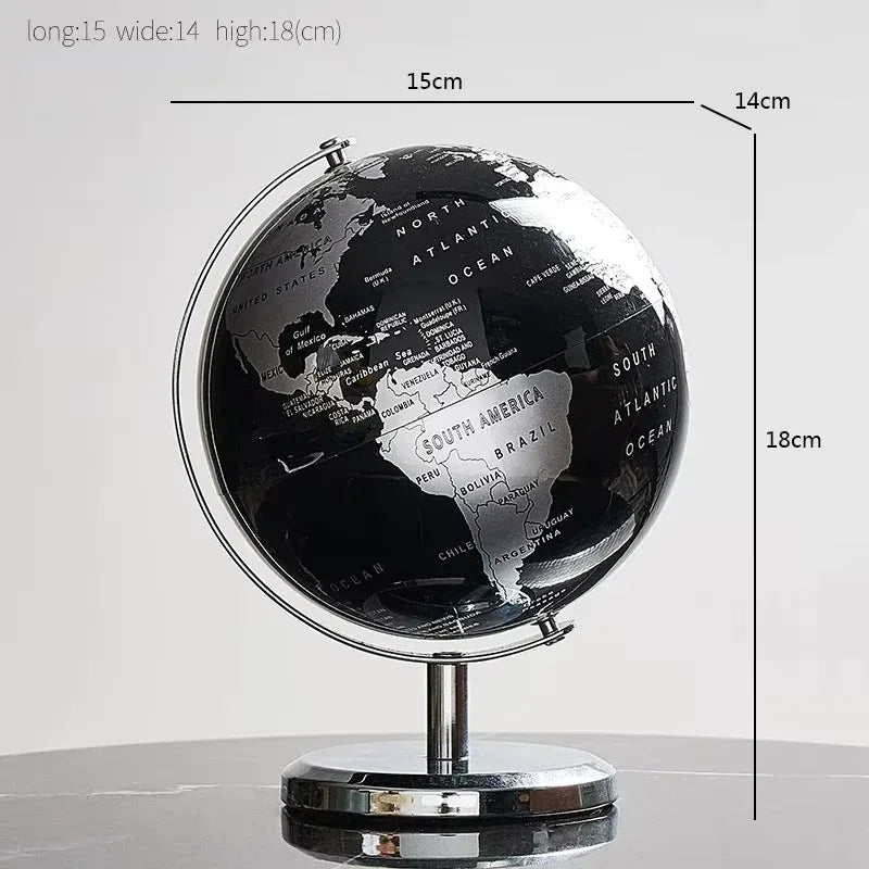 Metal desk globe — black & gold or silver