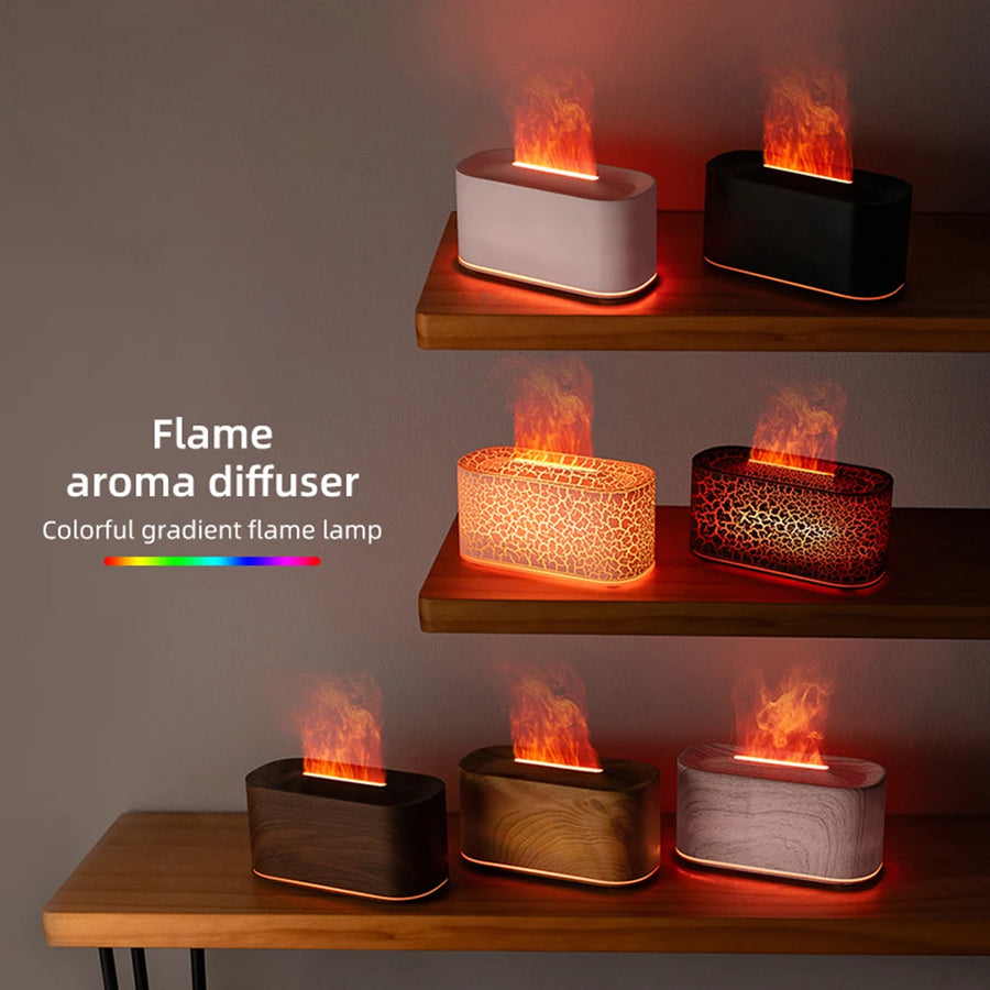 Flame Essential Oil Diffuser — Aromatherapy Humidifier | Colourful Water Vapour | 7 Finishes