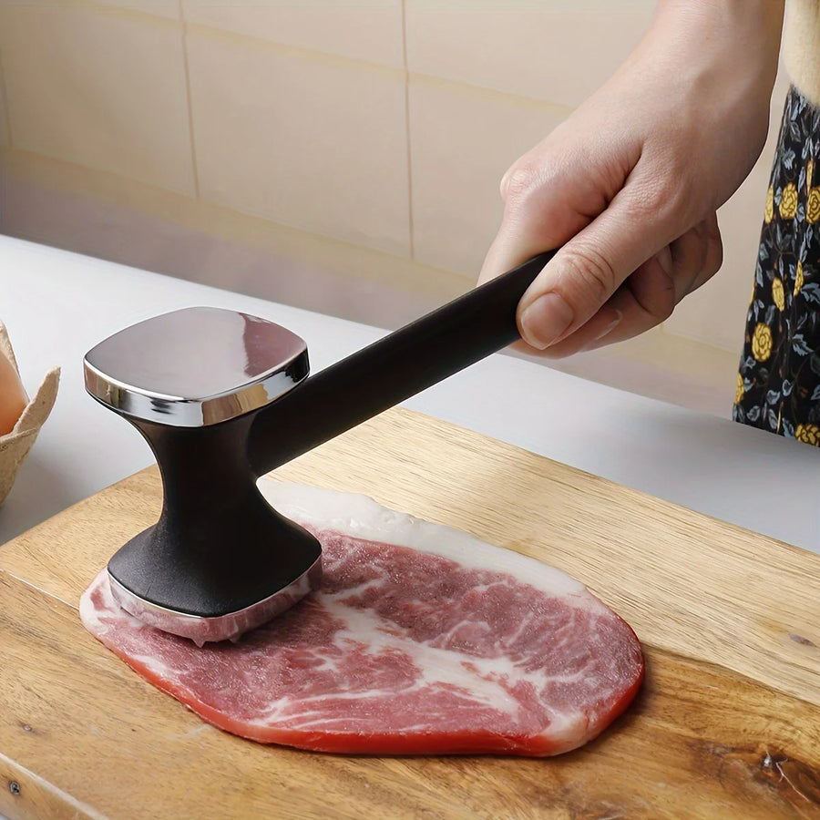 Heavy-Duty Stainless Steel Meat Tenderizer Hammer | Gold & Black