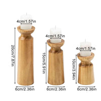 3-Piece Natural Wooden Candlestick Set — Retro | Wedding & Table Décor