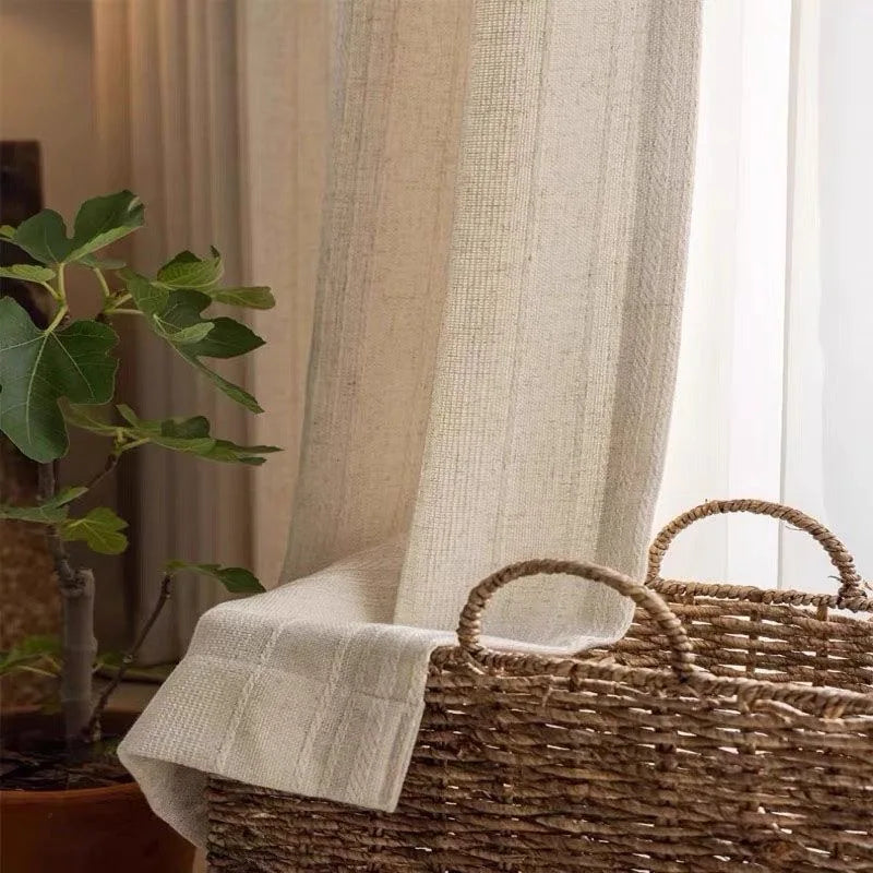 Japanese Style Linen Curtain — 70–90% Blackout | 7 Sizes | 4 Heading Styles | Living Room & Bedroom