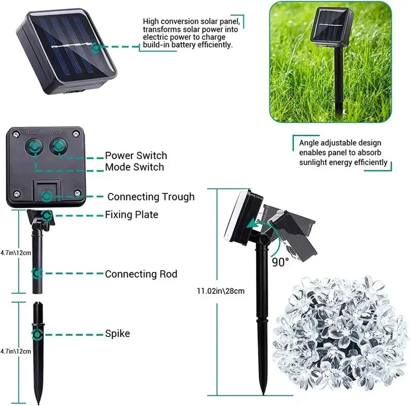 Solar Cherry Blossom String Lights