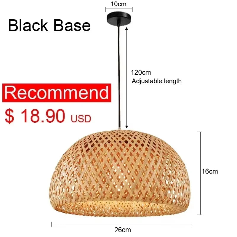 Hand-woven bamboo & rattan pendant light