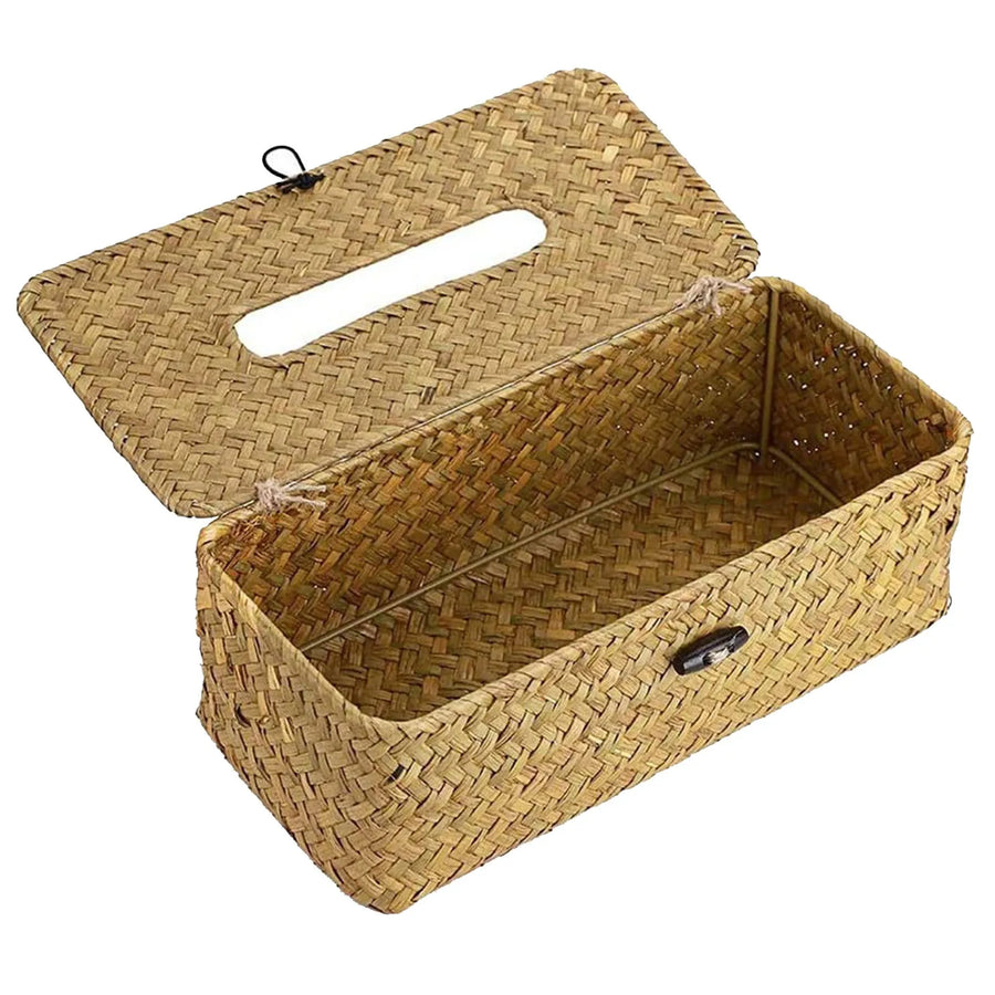Handmade rattan tissue box cover