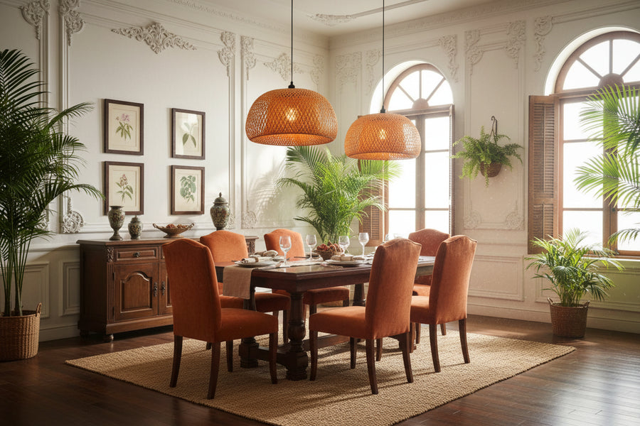 Hand-Woven Bamboo Lantern Pendant Lamp — Natural Rattan | E27 LED | 3 Finishes | Warm or White Light