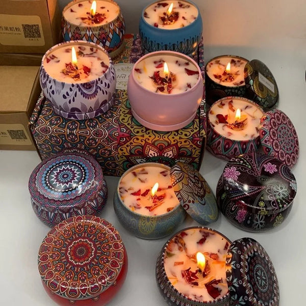 Vintage Floral Soy Wax Candle in Glass Jar — 8 Fragrances | Set of 1 or 4