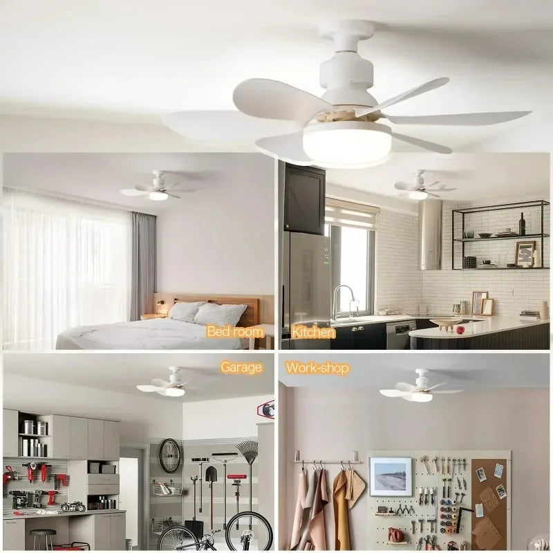 LED Ceiling Fan Light with Remote Control | Dimmable | 42cm & 52cm | White, Black & RGB