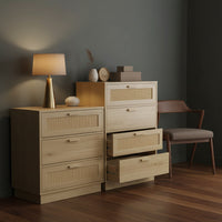 4 Drawer Dresser, Boho Chest of Drawers Storage Cabinet, Natural