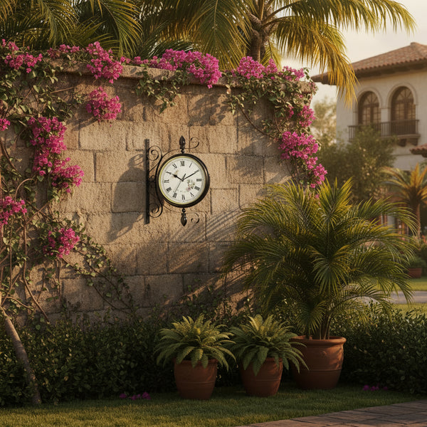 Antique Double-Sided Iron Wall Clock — Silent Movement | Indoor & Outdoor