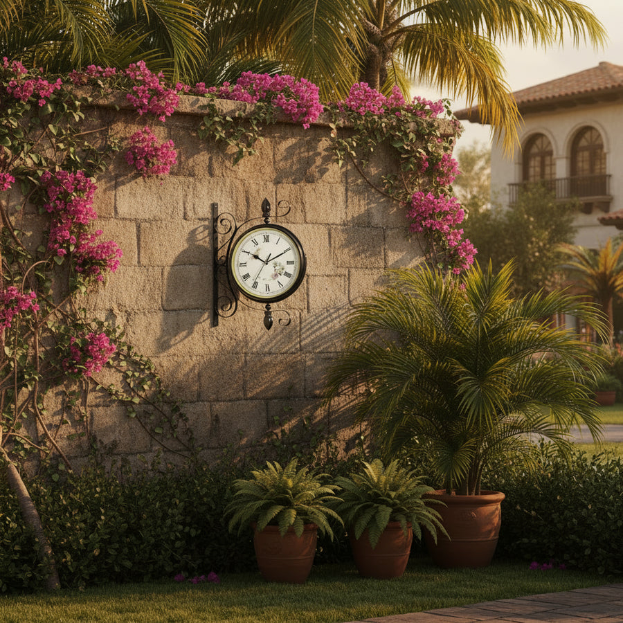 Antique Double-Sided Iron Wall Clock — Silent Movement | Indoor & Outdoor