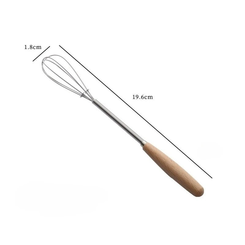 Mini Stainless Steel Whisk with Wooden Handle — Single or 3-Pack