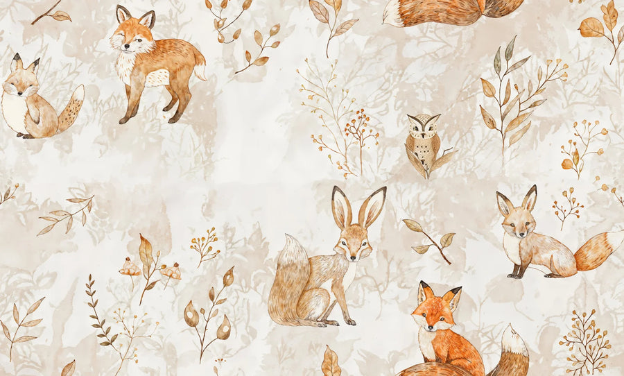 Custom Children's Forest Mural Wallpaper | Cartoon Animals | Made to Measure