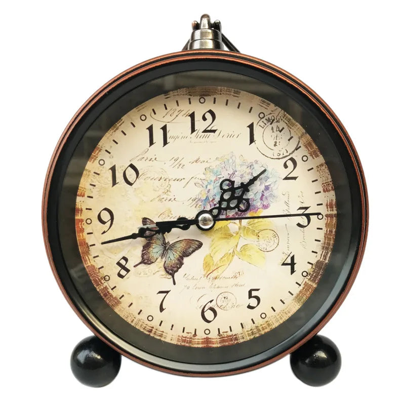 Vintage Metal Alarm Clock with Night Light — Super Silent | Bedside & Desk