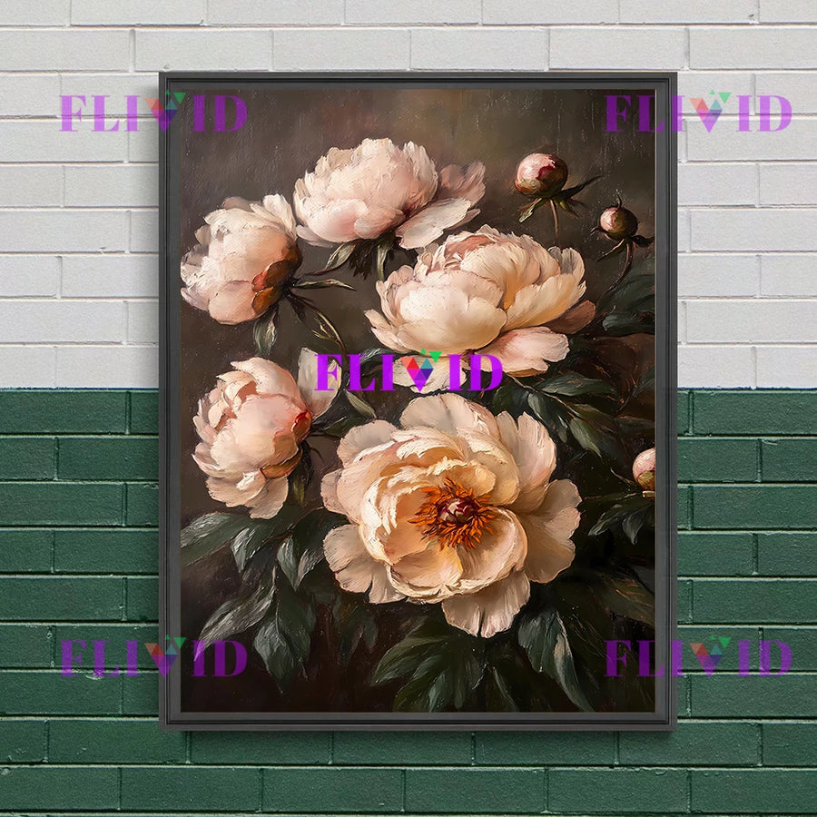 Dark moody floral rose canvas print