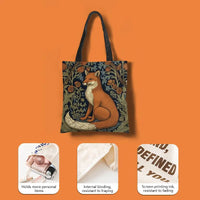 William Morris Art Fox Canvas Tote Bag — Eco Linen | Large Capacity