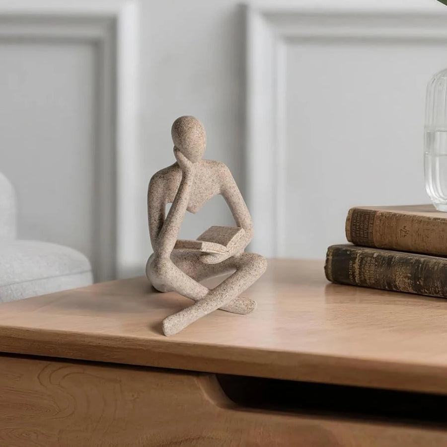 Abstract Thinker Resin Sculpture — Bookshelf & Desk Figurine | Modern Home Decor