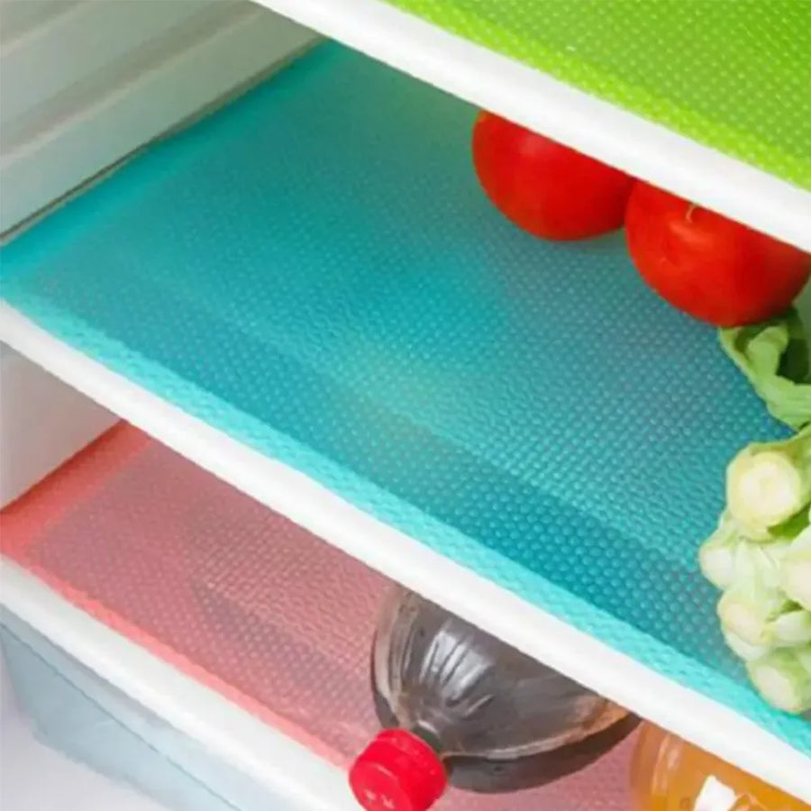 Fridge Shelf Liners — Washable Non-Slip Mats, Set of 4