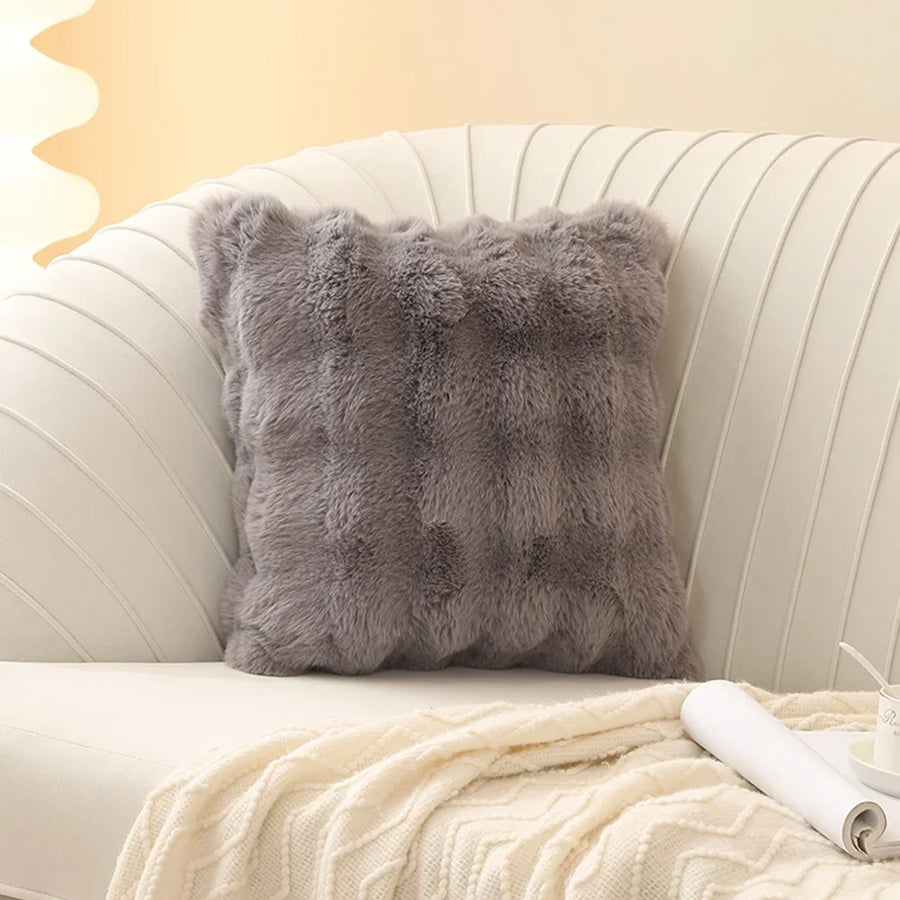 Soft Plush Fur Cushion Cover — 45x45cm | 7 Colours | Sofa & Bedroom Decor