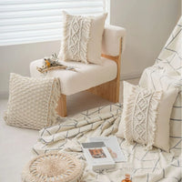 Knitted Geometric Cushion Cover — Boho, 45×45cm