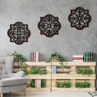 3-piece rustic wood geometric wall art set