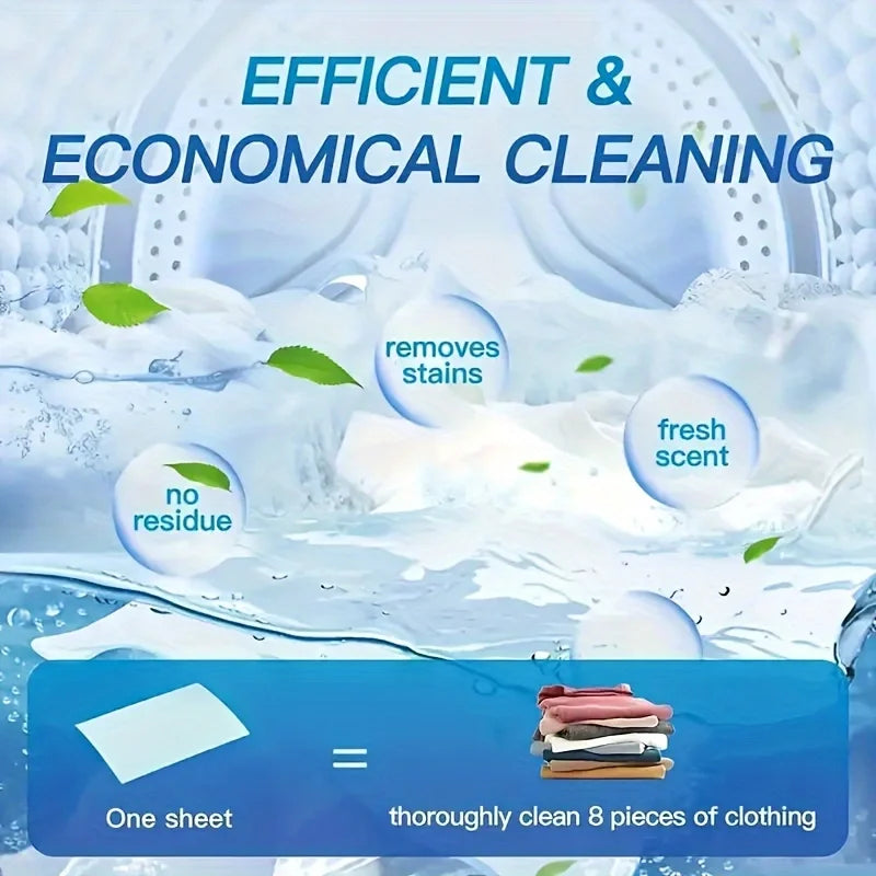 Plastic-Free Laundry Detergent Sheets — Hypoallergenic & Biodegradable, 50 Pack