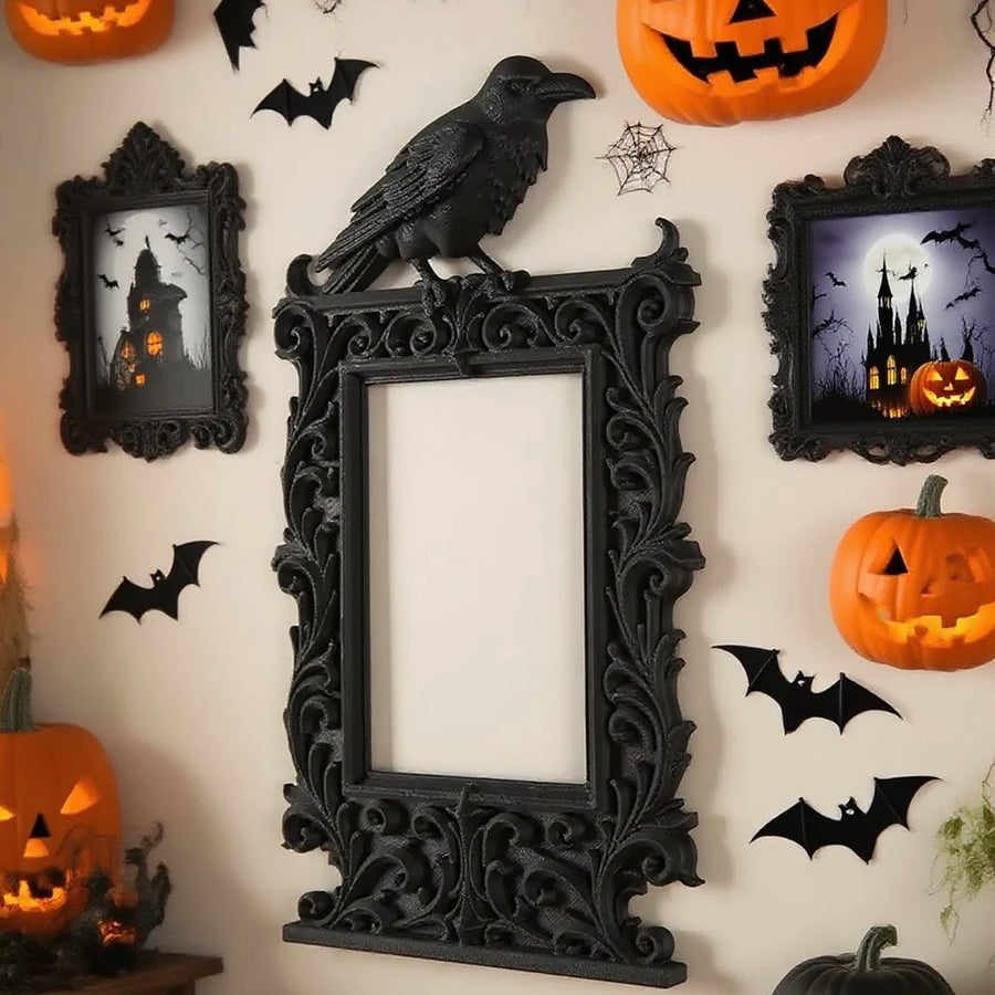 Dark raven-shaped photo frame