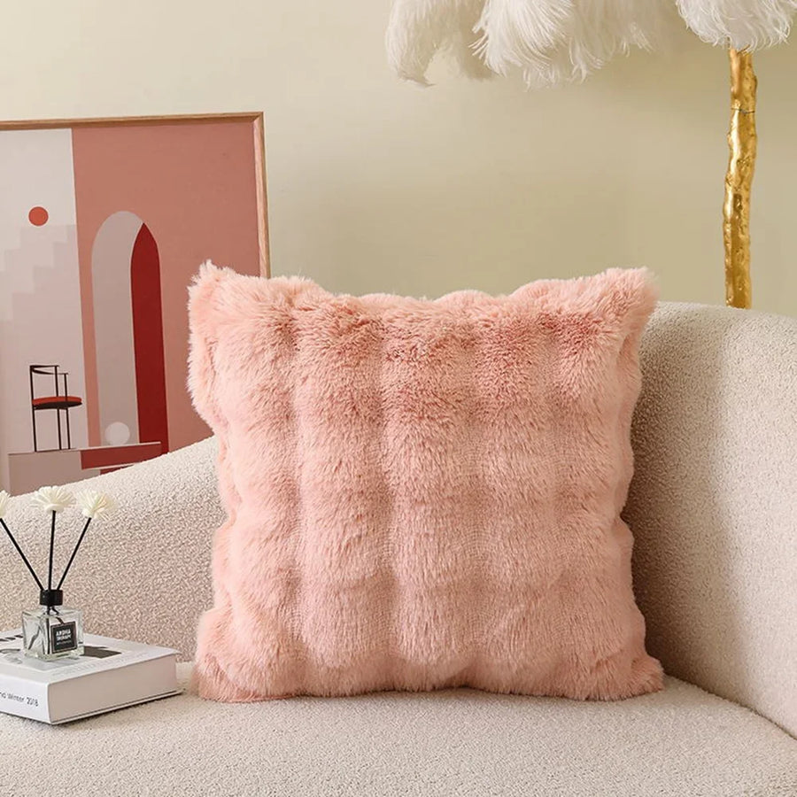 Soft Plush Fur Cushion Cover — 45x45cm | 7 Colours | Sofa & Bedroom Decor