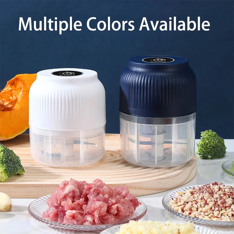 Mini Electric Food Chopper — 250ml, USB Rechargeable, 3-Blade, Wireless