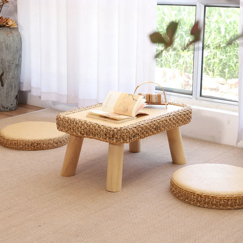 Rattan Coffee Table & Cushion Set