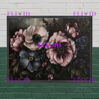 Dark moody floral rose canvas print