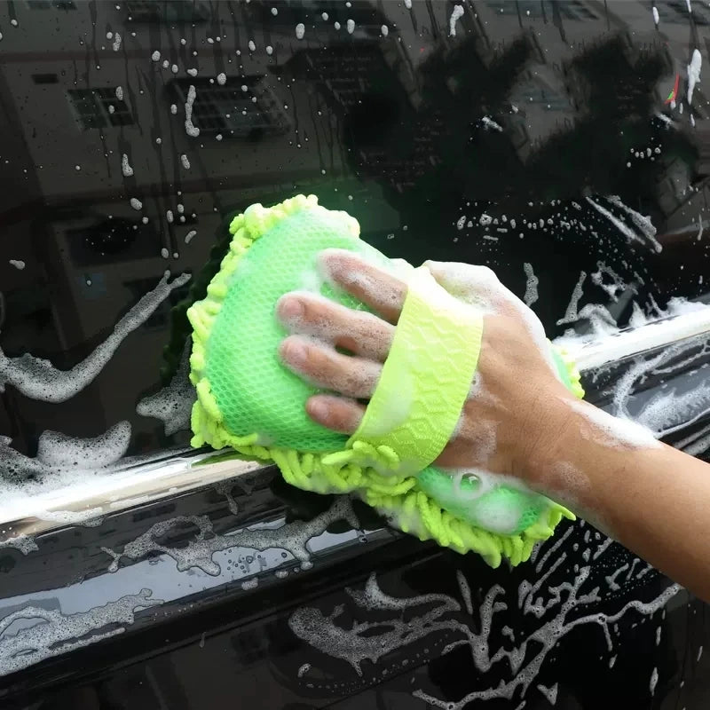 Microfiber Car Wash Sponge Glove — Scratch-Free Detailing