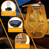 Solar Rattan Hanging Lantern — Waterproof Boho Outdoor Light | Garden, Yard & Patio
