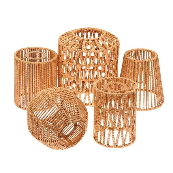 Handmade Woven Rope Lampshade — Rustic Vintage Iron Frame | 7 Styles | Bedroom, Living Room & Hotel