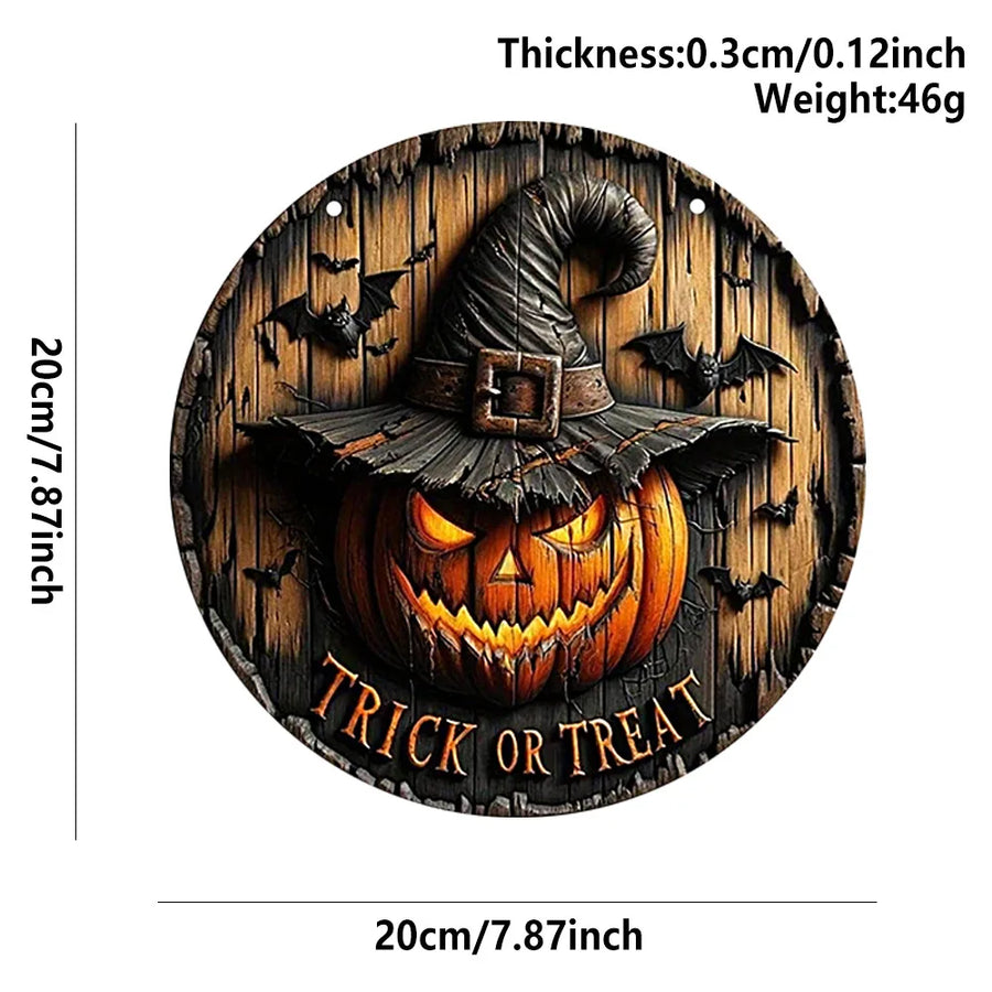 Round Wooden Halloween Sign