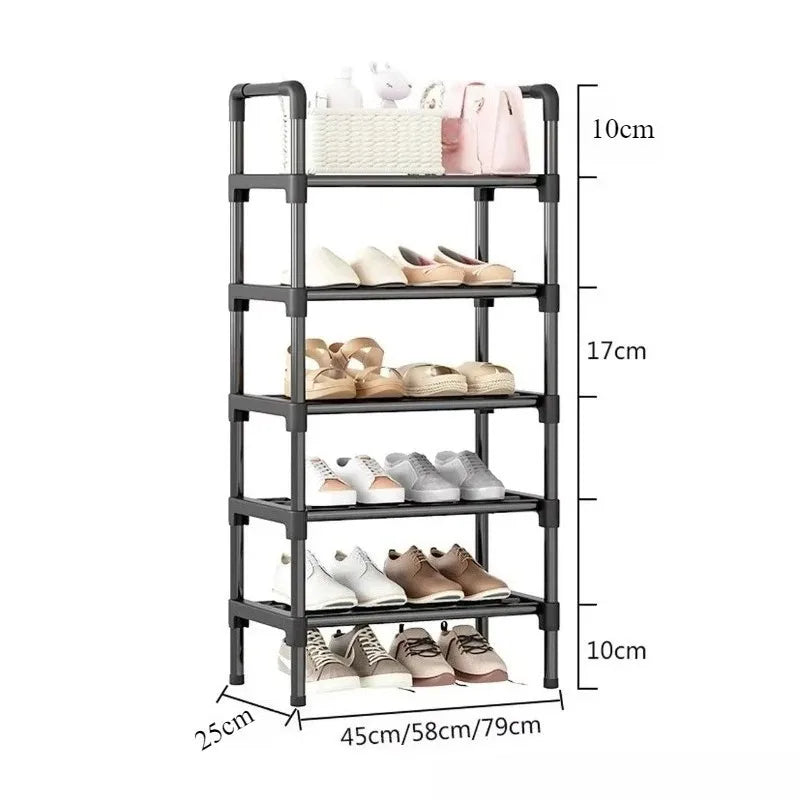Black elevated shoe rack