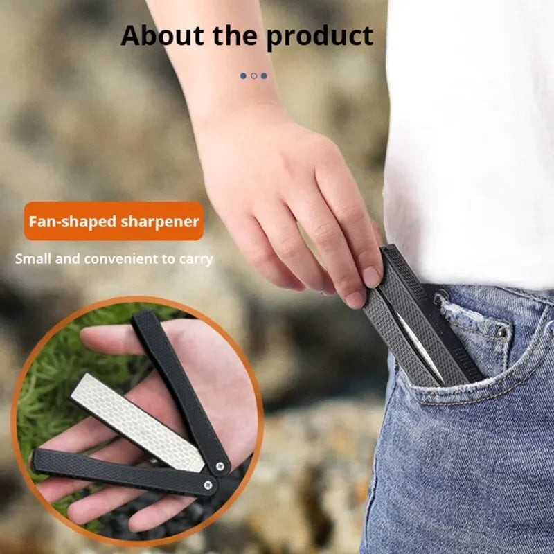 Portable Double-Sided Diamond Knife Sharpening Stone | 400/600 Grit | Foldable