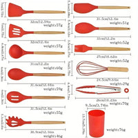 12-Piece Silicone & Wooden-Handle Kitchenware Set — Heat-Resistant | Non-Stick Safe
