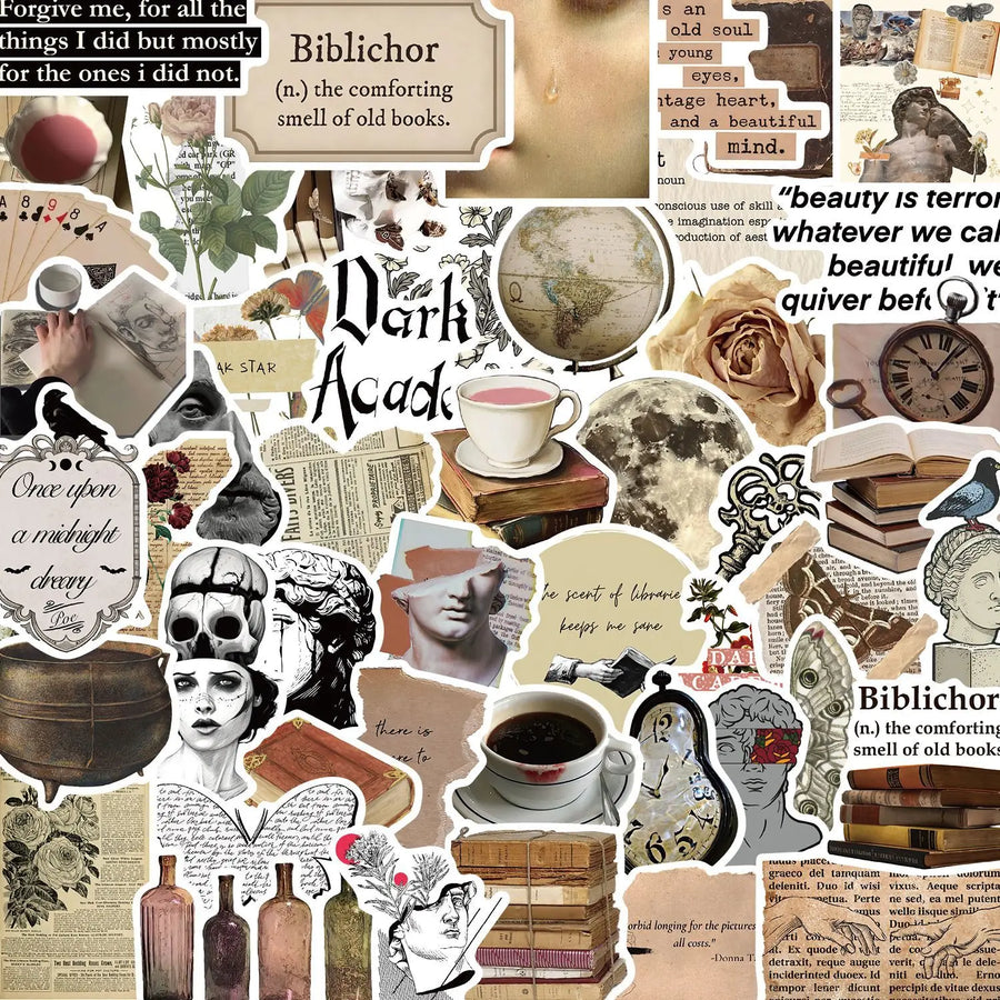 Dark academia sticker pack — 50 nostalgic designs