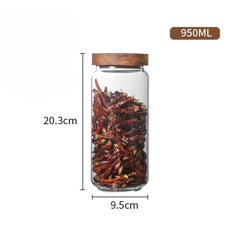 Glass canister with wooden lid