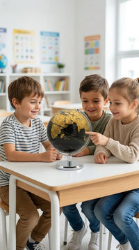 Metal desk globe — black & gold or silver