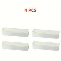 Long Rectangular Food Storage Containers — Set of 4, Clear Plastic