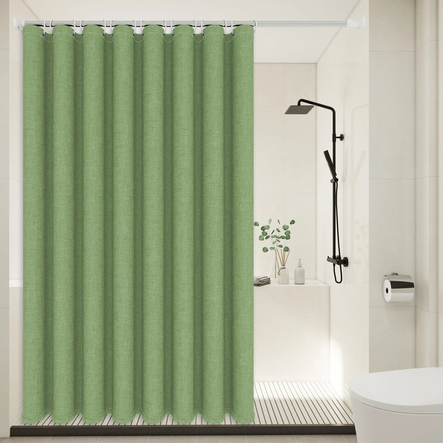 Minimalist Linen Texture Shower Curtain — Weighted Hem | Thick Polyester | 5 Colours | 5 Sizes