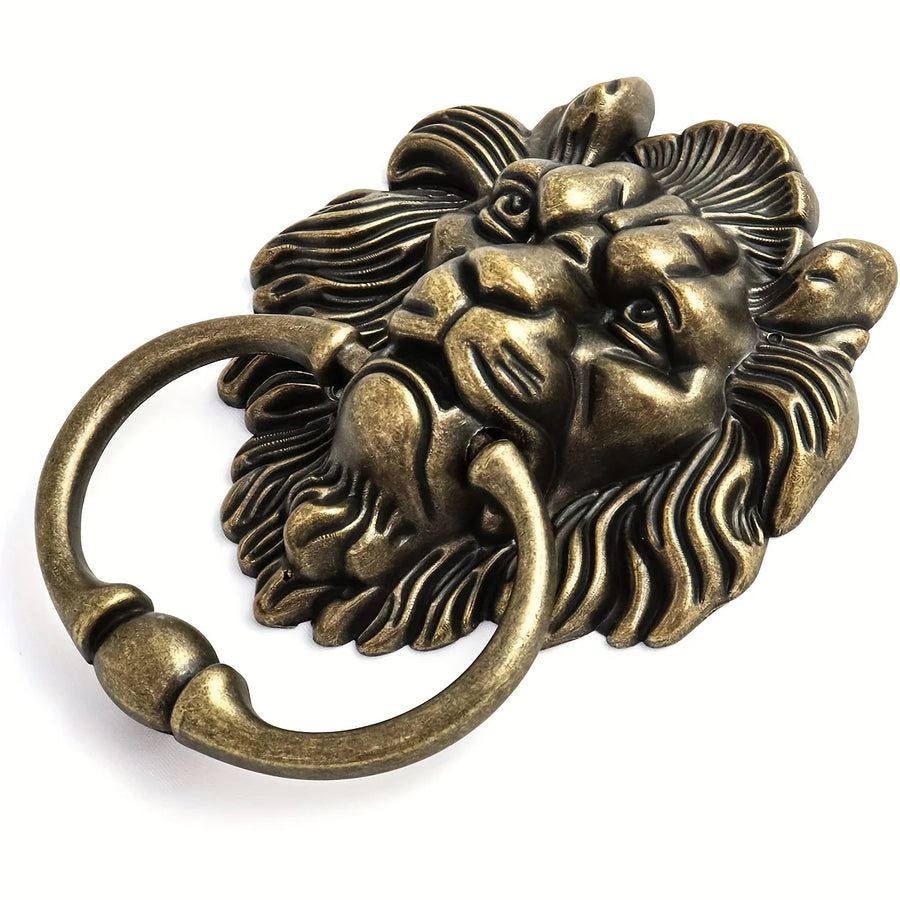Antique Bronze Lion Head Door Knocker — 6.3"